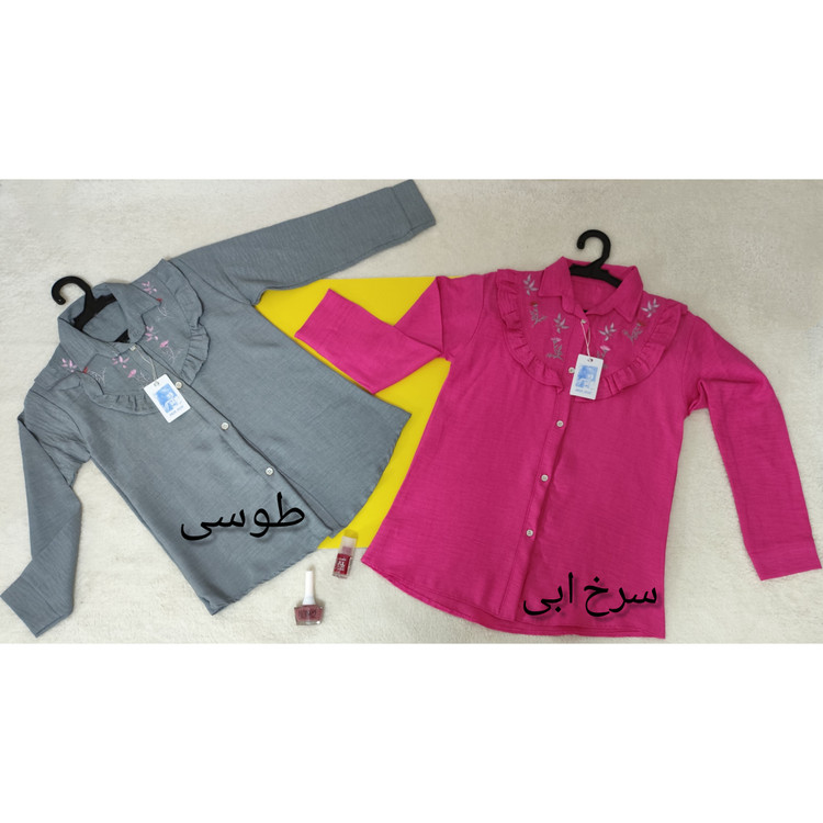 بلوز دخترانه شومیزی آستین بلند جلو دکمه