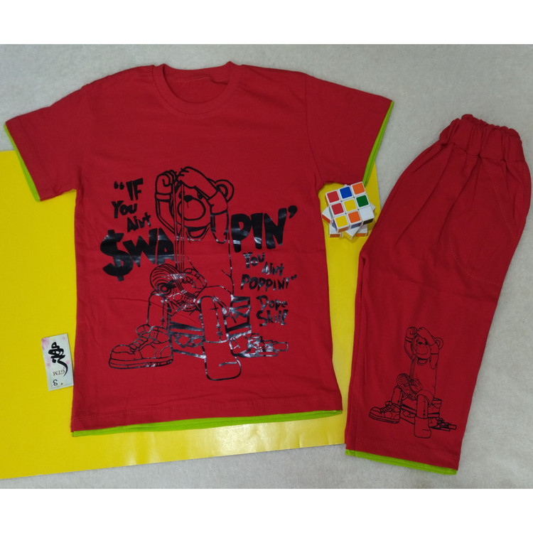 تیشرت شلوارک ست پسرانه سایز 55 رنگ قرمز