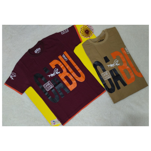 تیشرت پسرانه طرح دار نخپنبه زرشکی و کرم