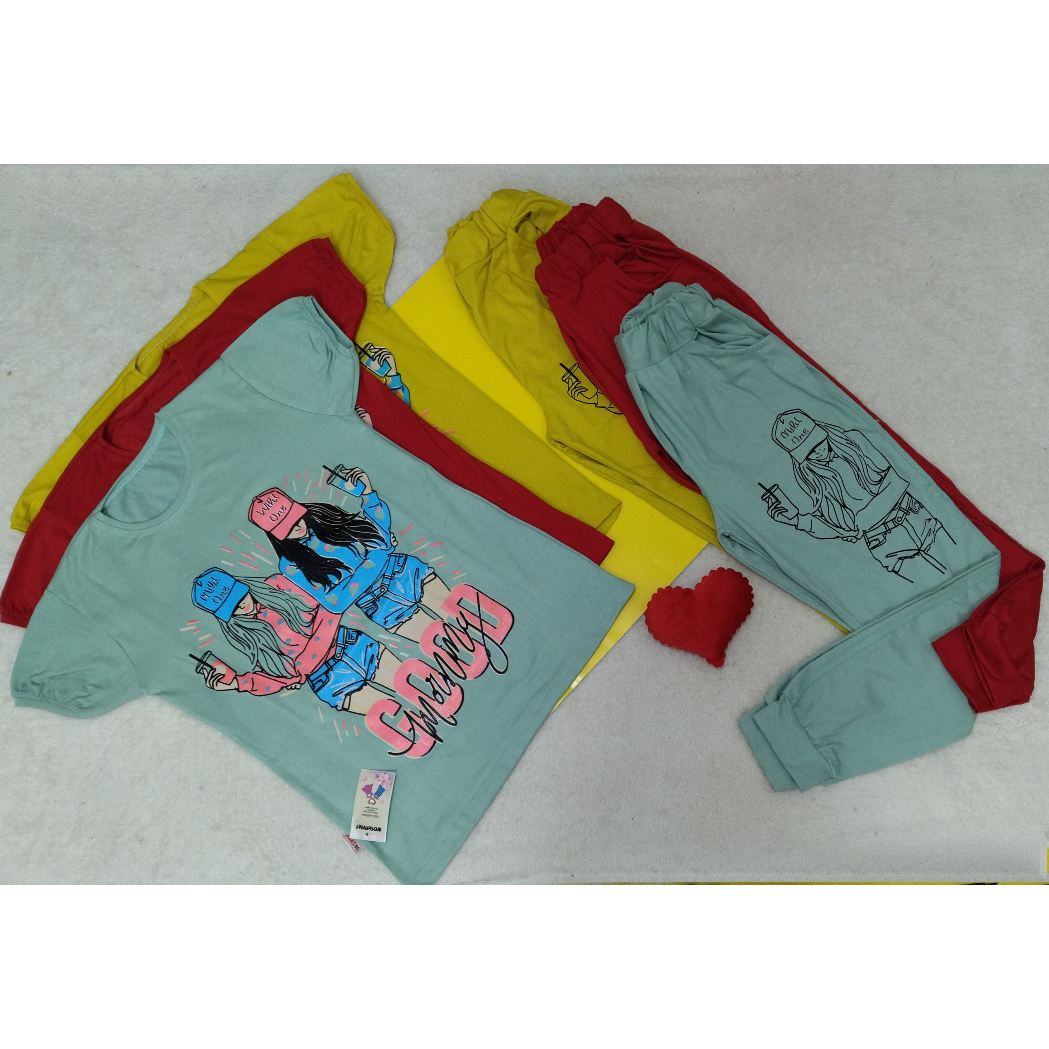 تیشرت شلوار ست دخترانه نخپنبه