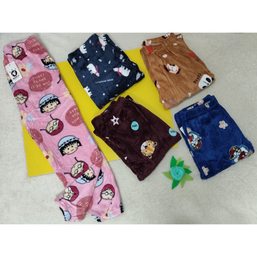 شلوار تدی طرح دار دخترانه دمپاکش قد 95