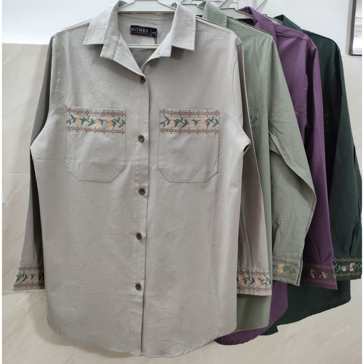 خرید مانتو زنانه الیاف کتان گلدوزی شده