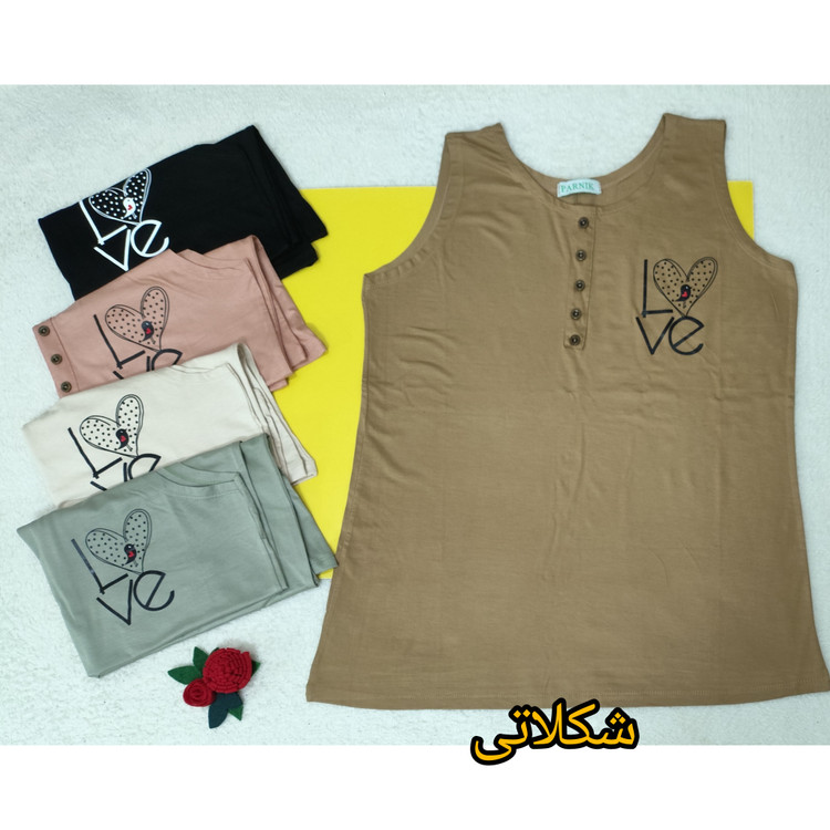 تاپ حلقه زنانه سایز بزرگ جنس نخ پنبه یقه گرد