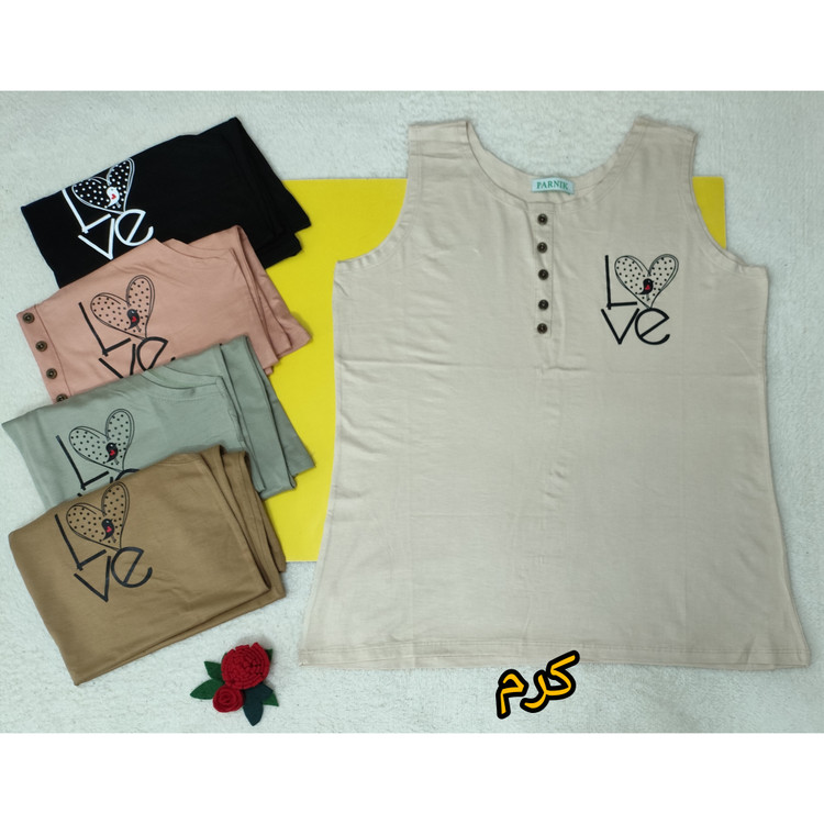 تاپ حلقه زنانه یقه گرد قواره بزرگ جنس نخ پنبه