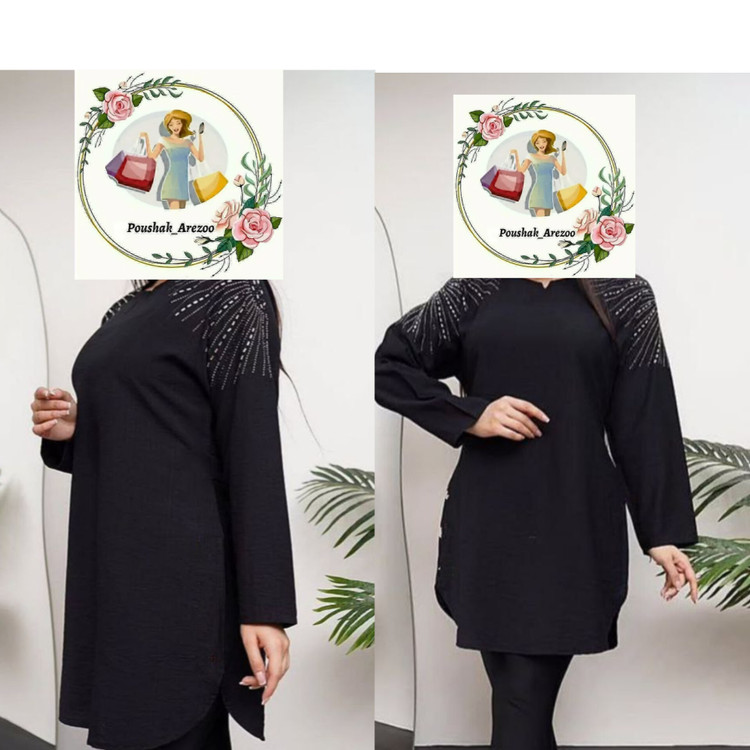 تونیک زنانه مشکی محرمی سایز بزرگ