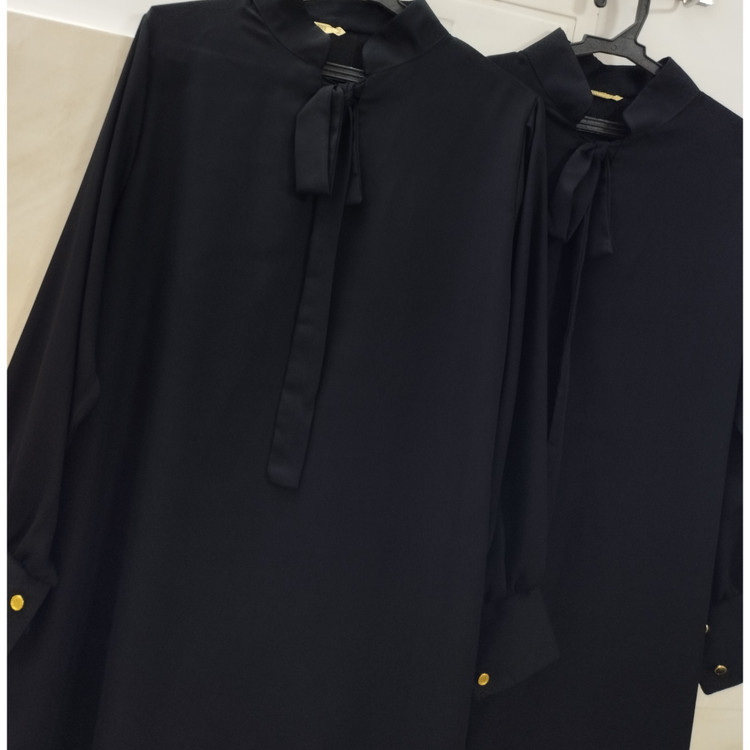 خرید شومیز زنانه آستین بلند یقه کراواتی مشکی