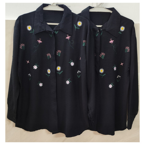 مانتو زنانه مشکی طرح بابونه