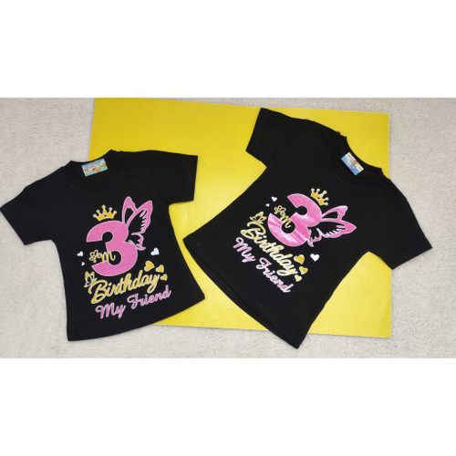 تیشرت دخترانه مشکی طرح پروانه