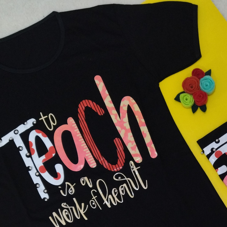 تیشرت دخترانه رنگ مشکی طرح teach