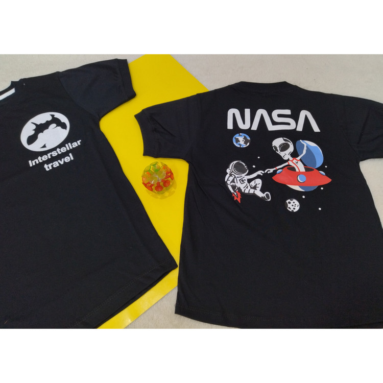 خرید تیشرت پسرانه نخ پنبه مشکی پشت چاپ