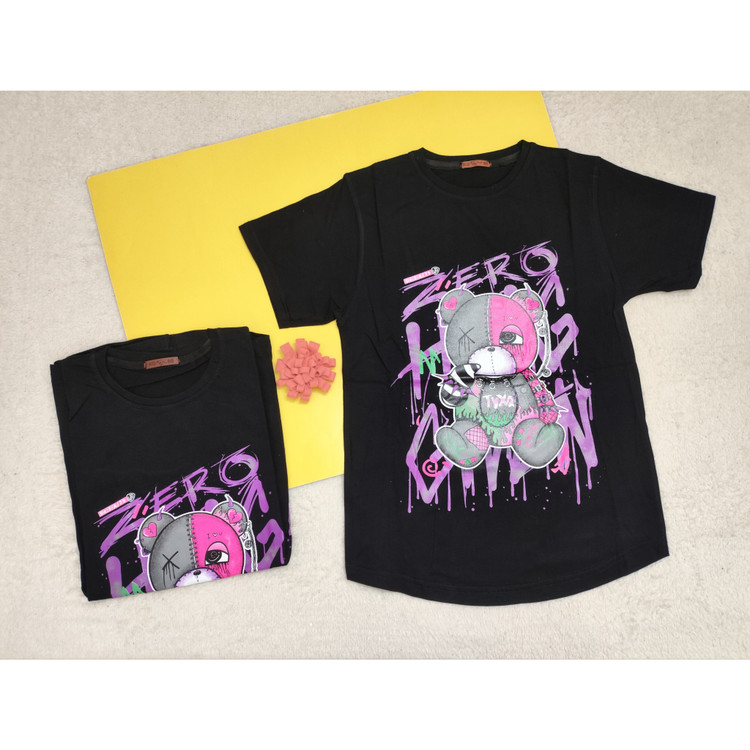 تیشرت پسرانه مشکی طرح دار سایز50 تا 65