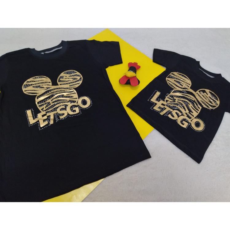 تیشرت دخترانه مشکی طرح طلایی