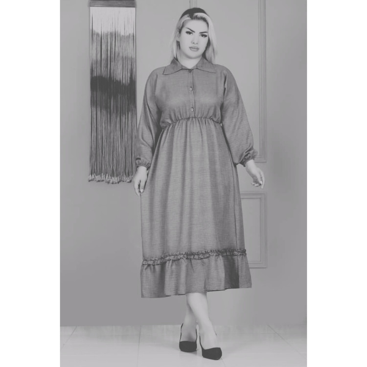 پیراهن ساحلی جلو دکمه سایز بزرگ زنانه