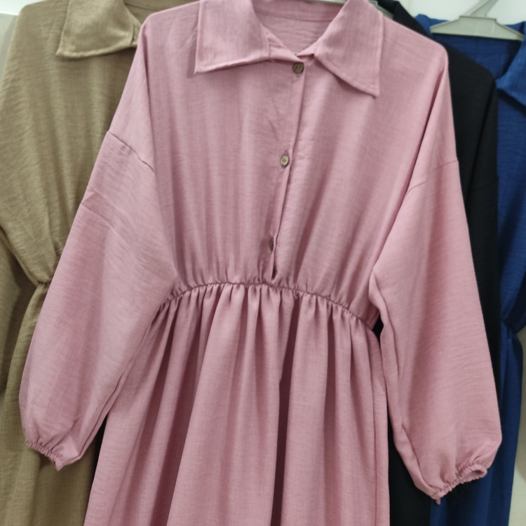 پیراهن ساحلی جلو دکمه سایز بزرگ زنانه رنگ کالباسی