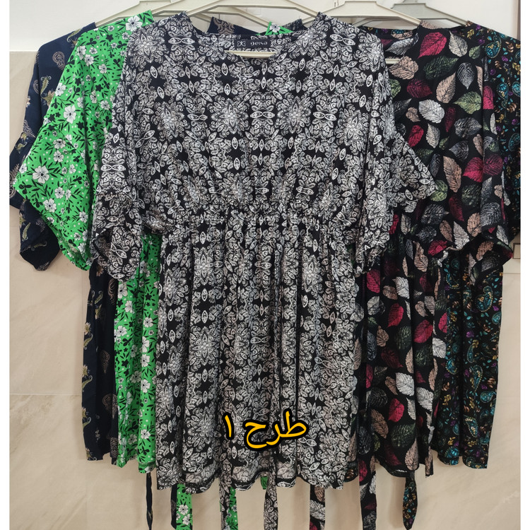 خرید بلوز آستین سه ربع زنانه نخی تابستانه طرح دار