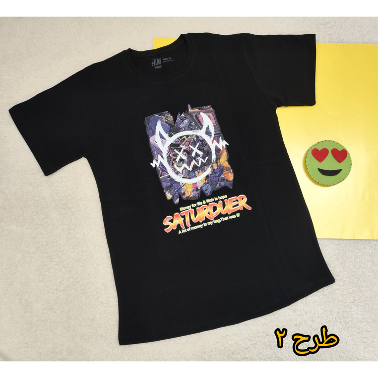 تیشرت اسپورت نخپنبه رنگ مشکی طرح دار