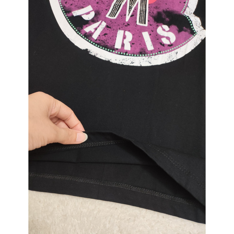 تیشرت لانگ دخترانه رنگ مشکی طرح دار