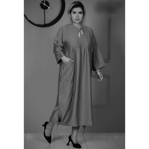 پیراهن زنانه مدل کفتان رنگ مشکی جنس نخی