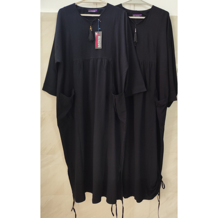 خرید پیراهن زنانه مدل کفتان رنگ مشکی جنس نخی