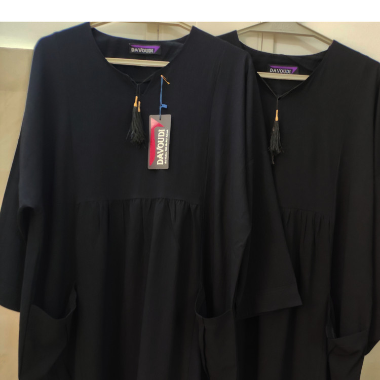 پیراهن زنانه مدل کفتان مشکی نخی