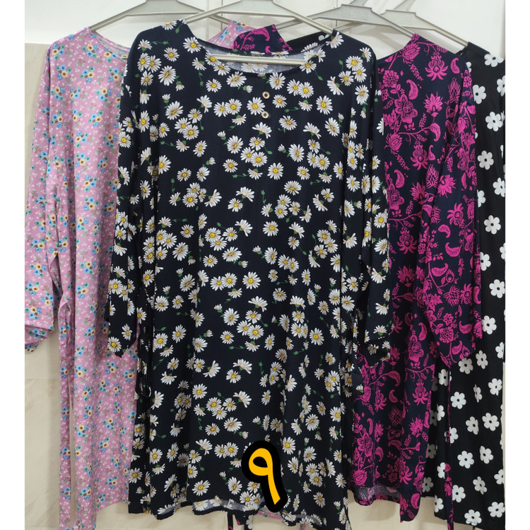 تیشرت آستین سه ربع زنانه سایز بزرگ نخی تابستانه