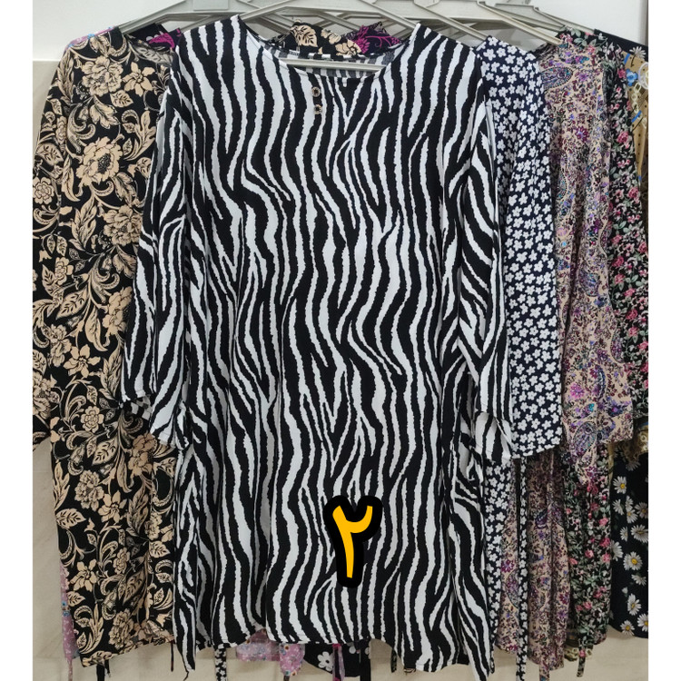 تیشرت آستین سه ربع زنانه سایز بزرگ نخی