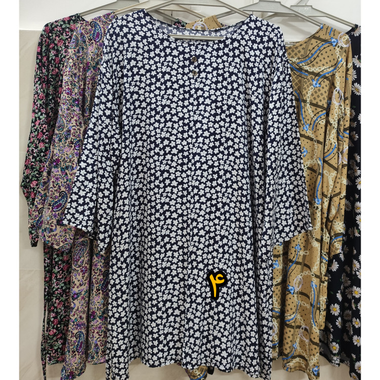 تیشرت آستین سه ربع زنانه جنس نخی طرح دار