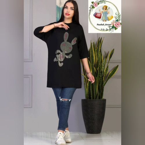 تیشرت لانگ زنانه جنس نخ پنبه