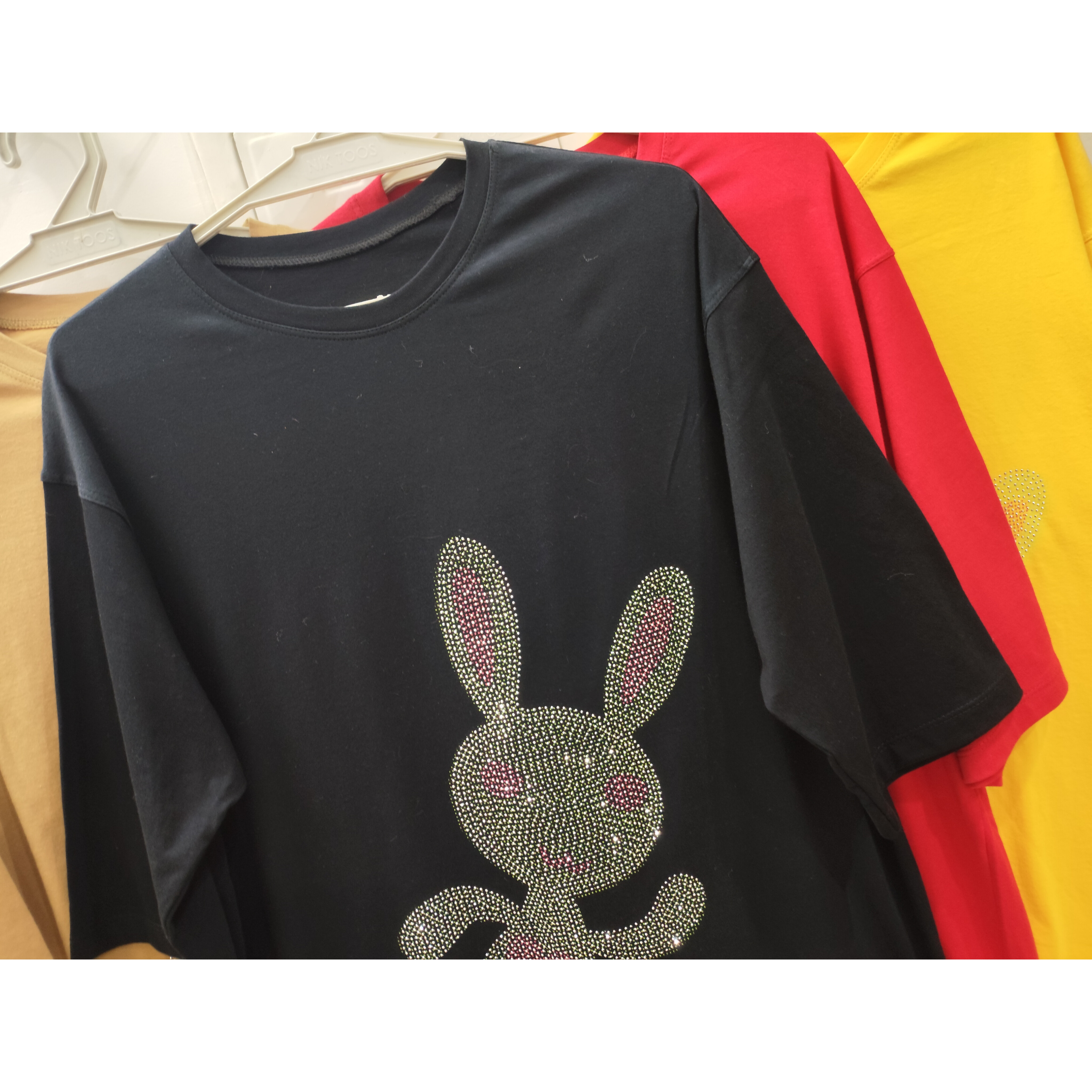 تیشرت لانگ زنانه نگینی جنس نخ پنبه