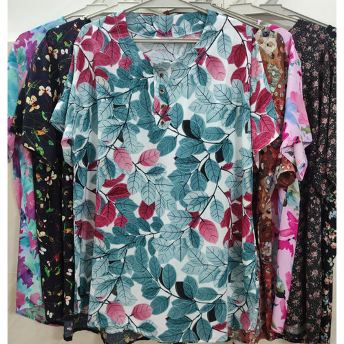 تیشرت نخی زنانه طرحدار سایز بزرگ