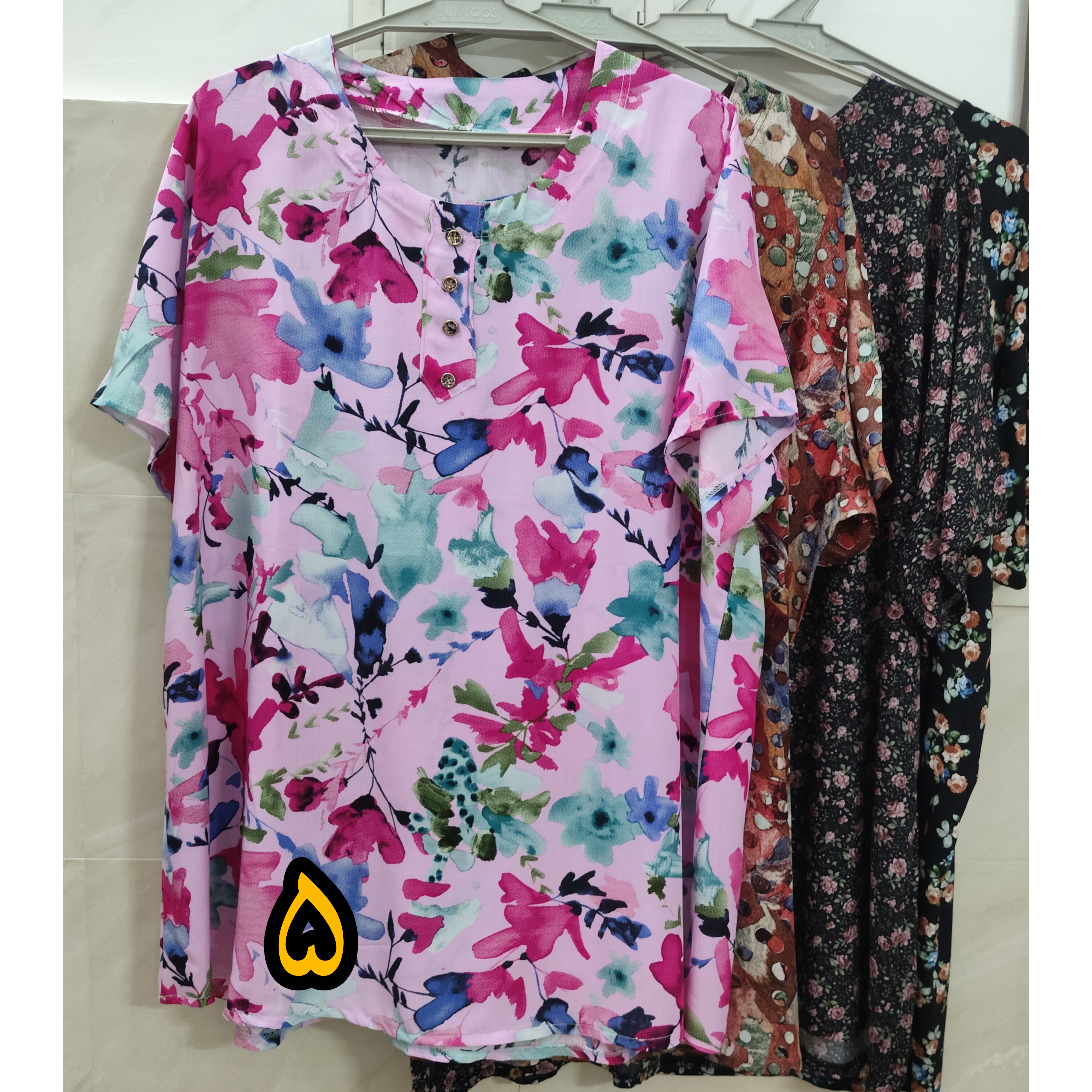 تیشرت نخی زنانه طرحدار قواره بزرگ