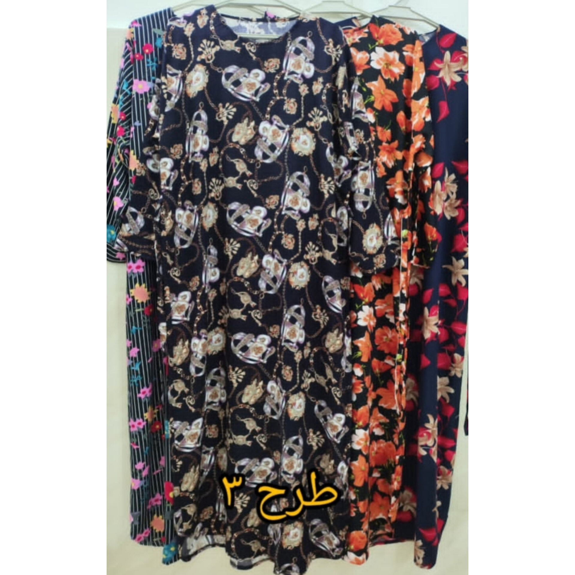 پیراهن بلند زنانه آستین بلند جنس نخی سایز بزرگ