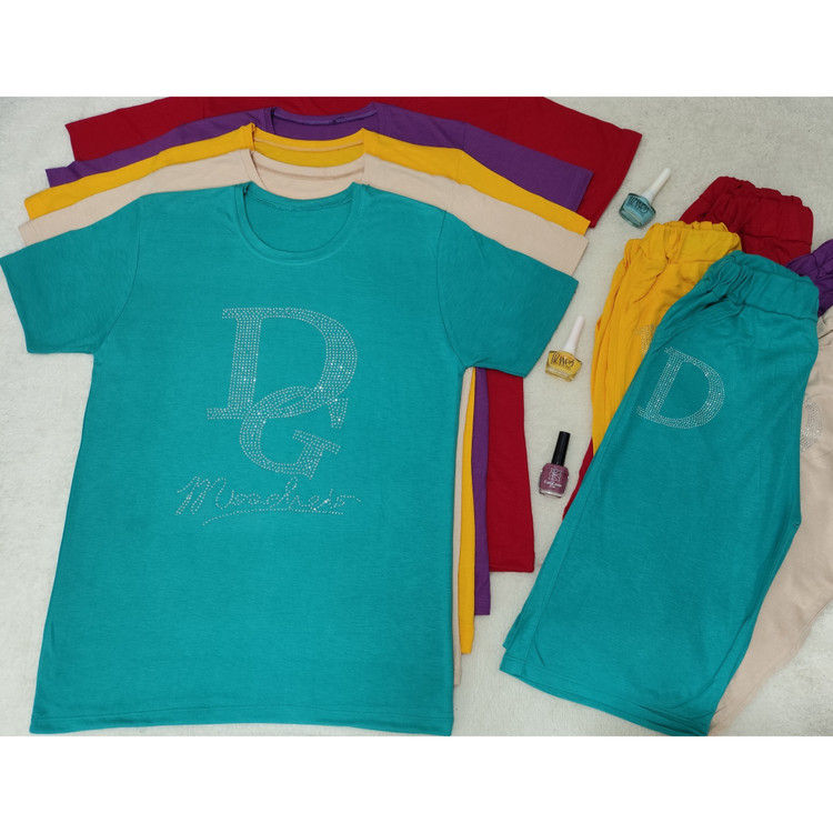 تیشرت شلوارک نخپنبه نگین ثابت زنانه