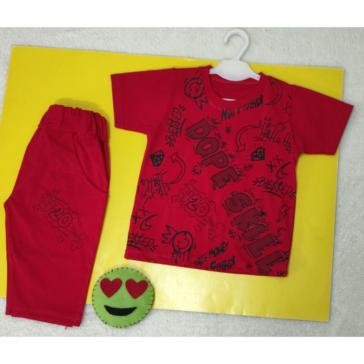 تیشرت شلوارک ست پسرانه رنگ قرمز