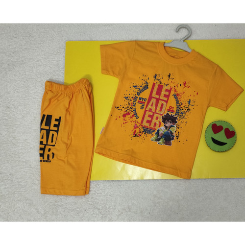 تیشرت شلوارک ست پسرانه خردلی