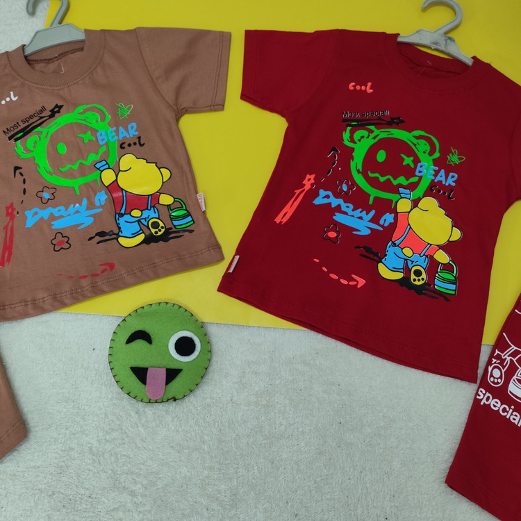 تیشرت شلوارک پسرانه نخپنبه قرمز و شکلاتی سایز 35 تا 50