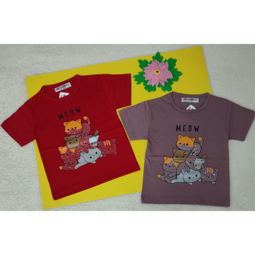 تیشرت دخترانه جنس نخ پنبه طرح گربه ها