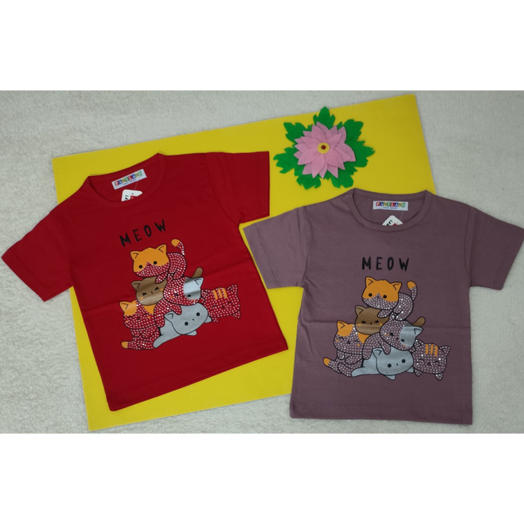تیشرت دخترانه جنس نخ پنبه طرح گربه ها