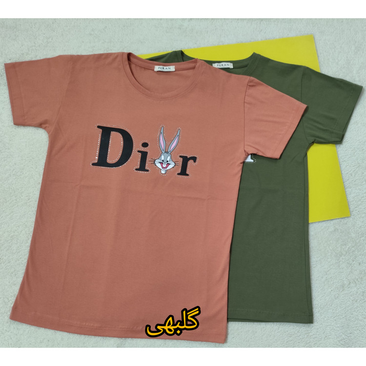 تیشرت زنانه و دخترانه جنس نخ پنبه رنگ گلبهی