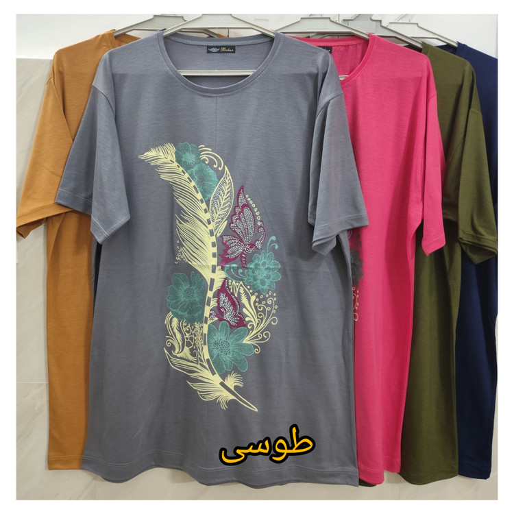 تیشرت زنانه قواره دار طوسی