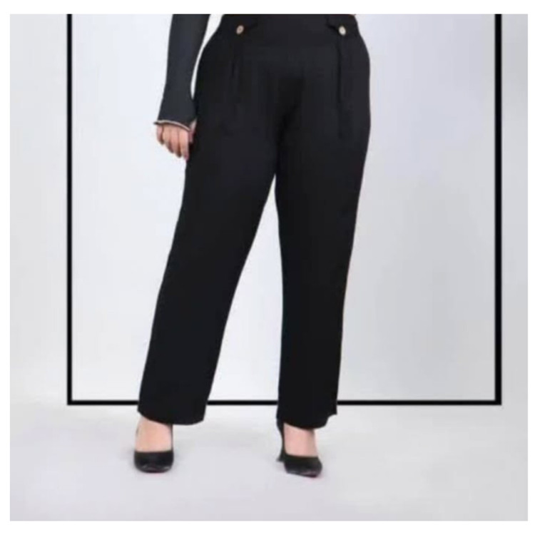 شلوار مجلسی زنانه کمرکش رنگ مشکی جنس نخی ترک