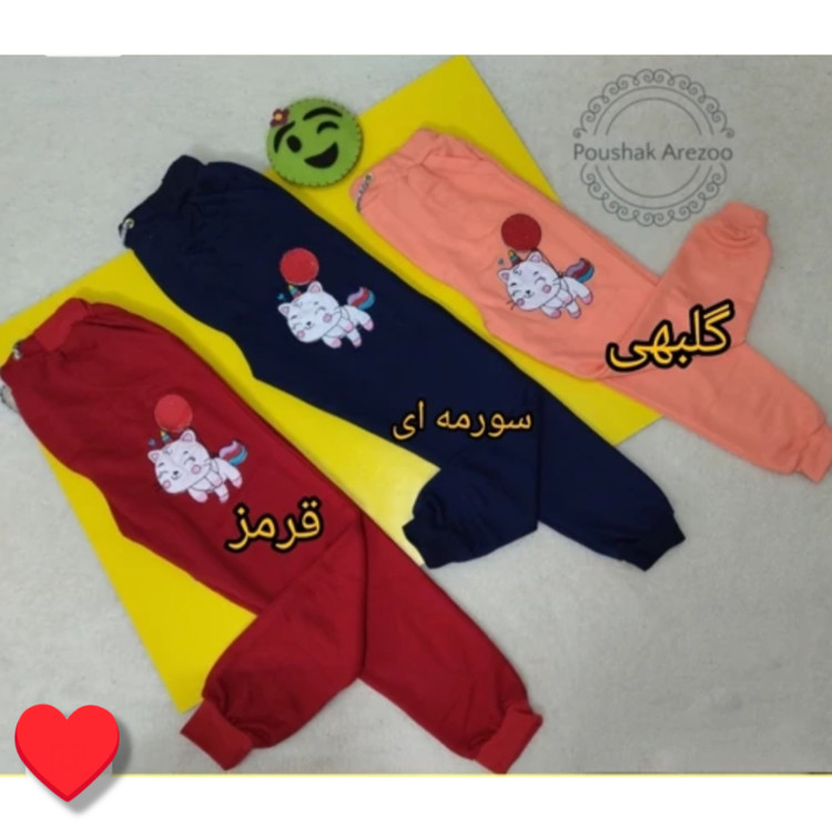 شلوار دخترانه کمرکش جنس نخ پنبه رنگ قرمز