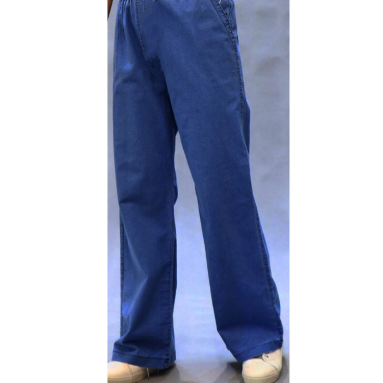 شلوار لی نیل نیم بگ کشی زنانه رنگ آبی