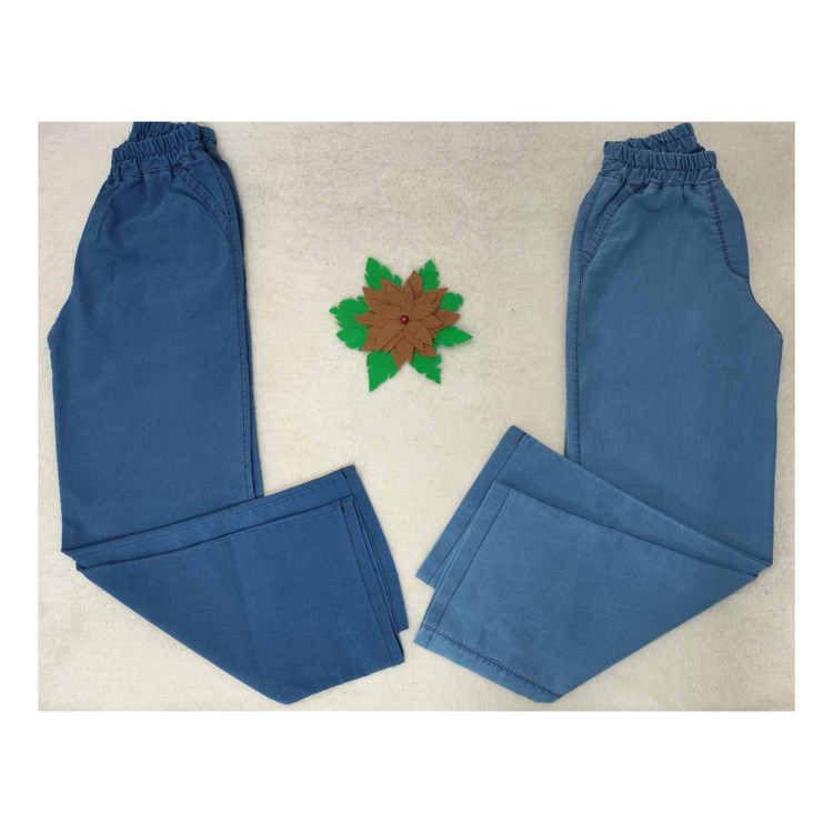 شلوار لی نیل نیم بگ کشی زنانه رنگ آبی کمرکش