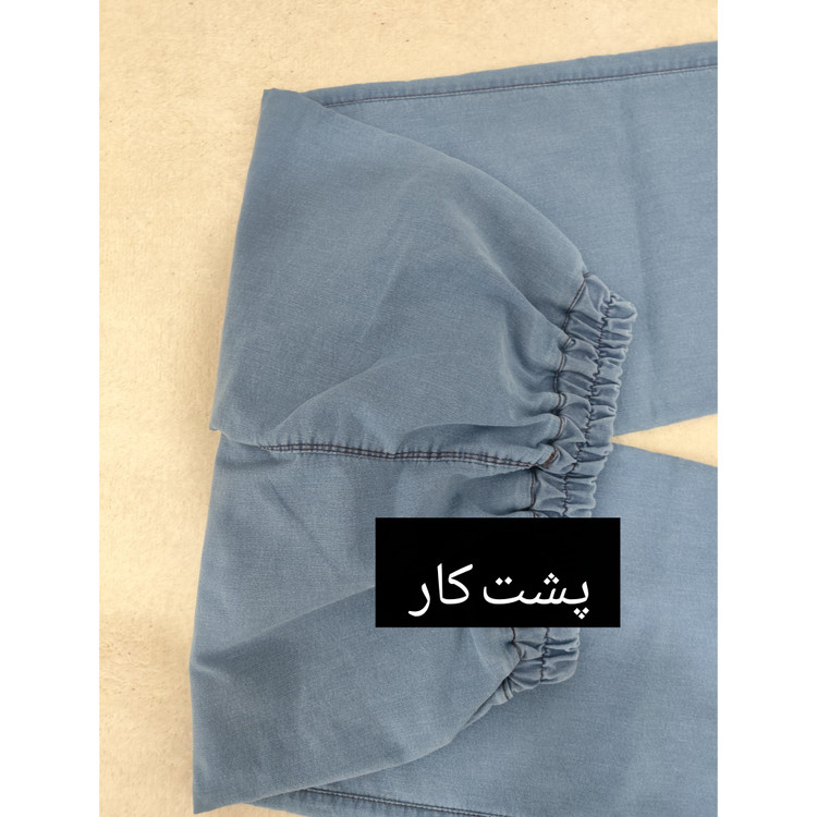 شلوار لی نیل نیم بگ کشی زنانه رنگ آبی روشن