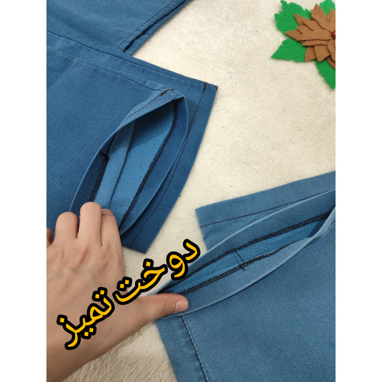 خرید شلوار لی نیل نیم بگ کشی زنانه رنگ آبی