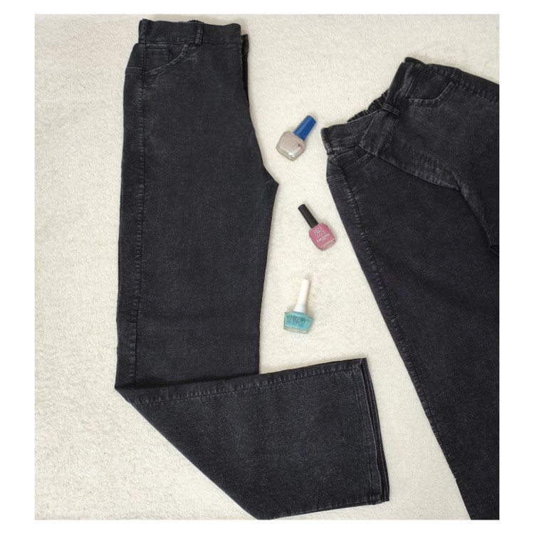 خرید شلوار لی زنانه رنگ زغال سنگی پشت کمرکش جلو زیپ خور