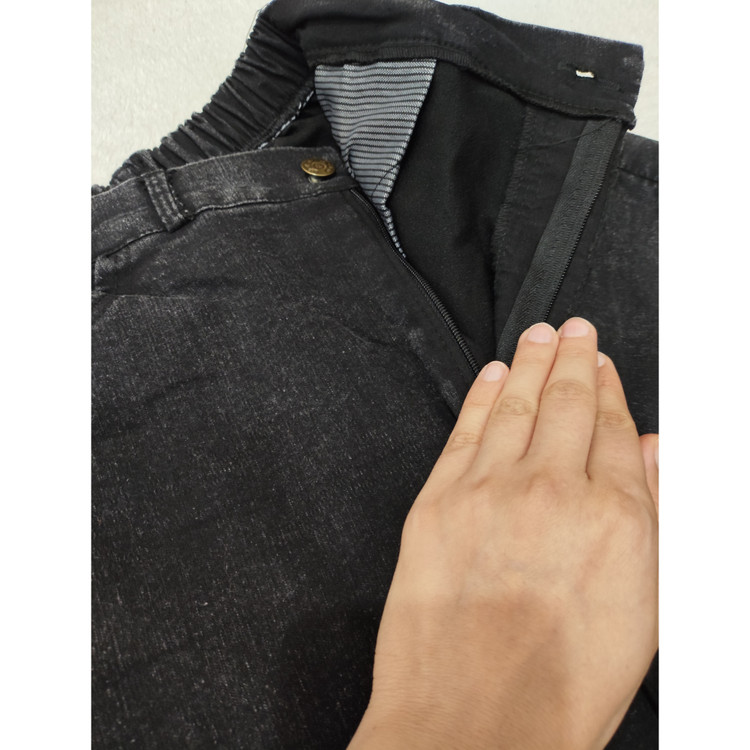 شلوار لی نیل کشی زنانه رنگ زغال سنگی زیپ خور