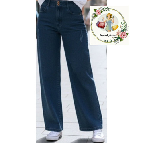 شلوار لی نیل کشی زنانه رنگ آبی سورمه ای