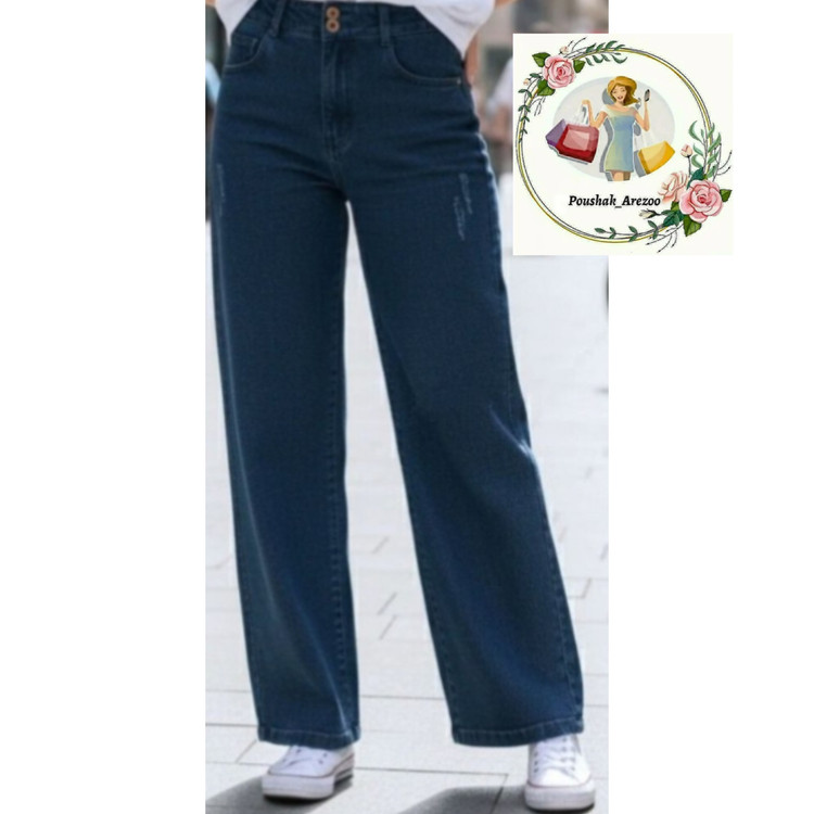 شلوار لی نیل کشی زنانه رنگ آبی سورمه ای